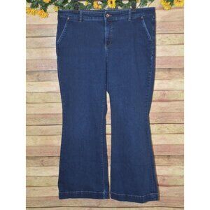 Lands' End Mid Rise Trouser Jeans Women Plus Size 18 Blue Stretch Denim 40X30